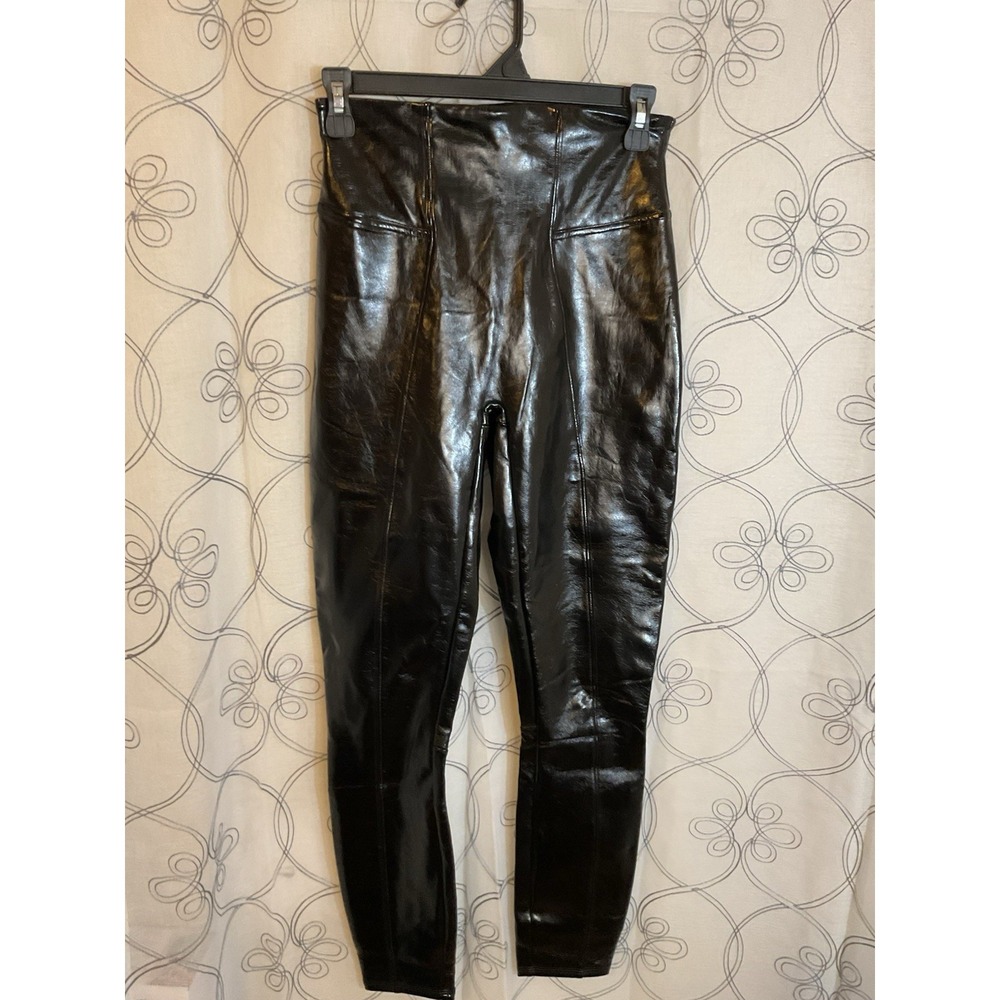 Women's SPANX Faux Patent Leather Leggings Size Small Black 20301R